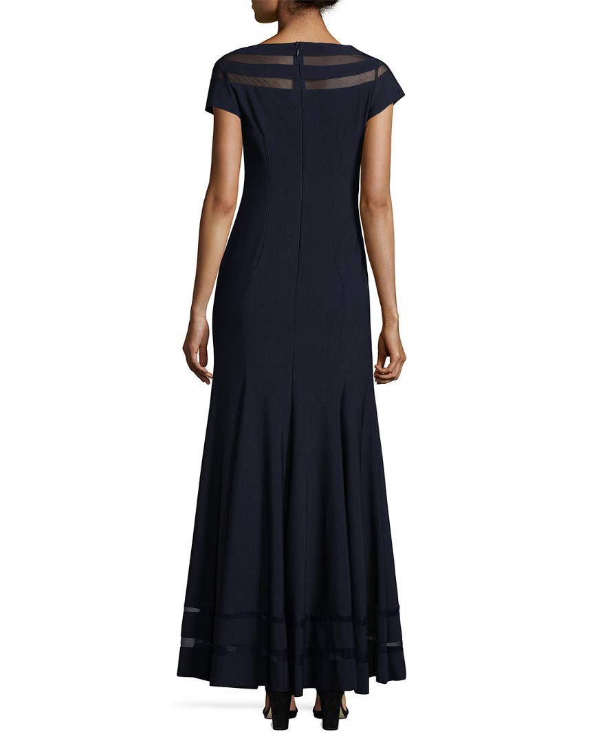 JS Collections Womens Ottoman Mesh Dress, 6 Navy