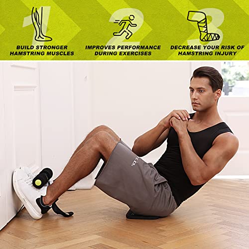 Adjustable Nordic Hamstring Curl Strap with Knee Pad, Home Fitness