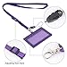 Wisdompro 2-Sided PU Leather ID Badge Holder with 1 ID Window and 1 Card Slot and 1 Piece 23 Inch Adjustable Polyester Detachable Neck Lanyard Strap (Holds 3 to 4 Cards) - Purple (Horizontal)