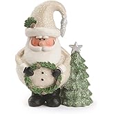 Blossom Bucket 228-13532 Santa with Christmas Tree and Wreath Figurine, 4-inch Height