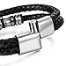 JOERICA Stainless Steel Magnetic Clasp Leather Bracelets for Men Cuff Bracelet 7.5-8.5inches (I:2PCS,8.5'',Black)