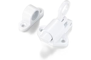 INIRET 2 Packs Self-Closing Latches，White Spring Door Lock，Resilient Bolt Latch Aluminum Alloy Safety Automatic Spring Barrel Slide Door Lock with Screws,Used for Gate,Window and Cabinet etc