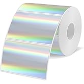YEGAWEN 3x2 Inch Holographic Thermal Labels, Silver Thermal Sticker Labels, Rainbow Glitter Stickers for Price, Barcode, Mailing, Name, DIY Custom Logo Design, 200 Pcs/1 Roll