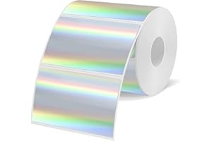 YEGAWEN 3x2 Inch Holographic Thermal Labels, Silver Thermal Sticker Labels, Rainbow Glitter Stickers for Price, Barcode, Mailing, Name, DIY Custom Logo Design, 200 Pcs/1 Roll