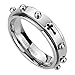 Double Accent 6MM Stainless Steel Cross Rosary Spinner Praying Ring