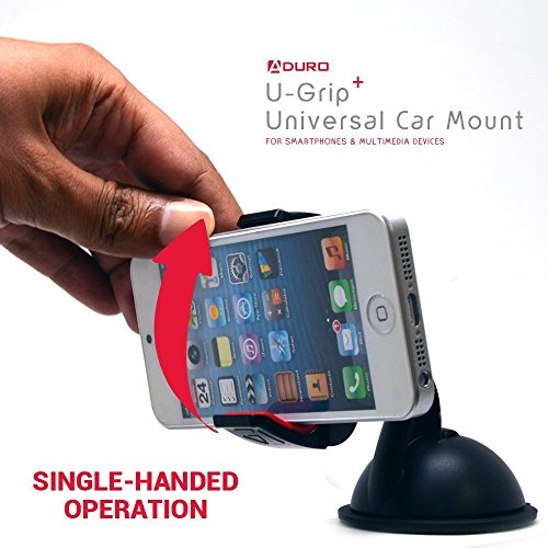 Aduro U-Grip Plus Windshield Car Mount - Universal for iPhone/Galaxy and All Smartphones & Multimedia Devices up to 5.5" Screen (Red/Black) - Thumbnail 4