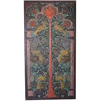 Tree Of Dreams Vintage Hand Carved Teak Wood Wall Art Wood Relief Panel, Carving Sculpture