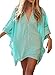 Youngbox Womens Solid Oversized Swimsuit Cover up Swimwear Beachwear Bikini dress(Blue Green)