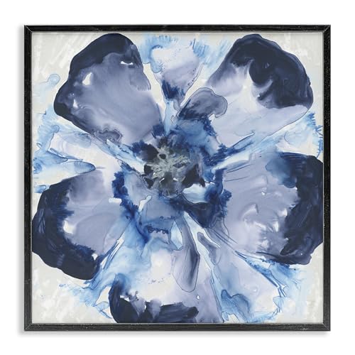 Stupell Industries Blue Glass Bloom Black Framed Giclee Art design by June Eric…