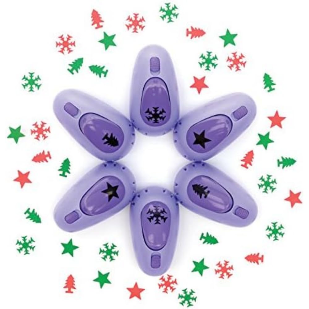 Scola Assorted Festive Craft Punches, 6 x 2 Festive Designs, Card Making, Christmas Lesson Ideas, Arts and Crafts Projects, Ideal for Schools and Children