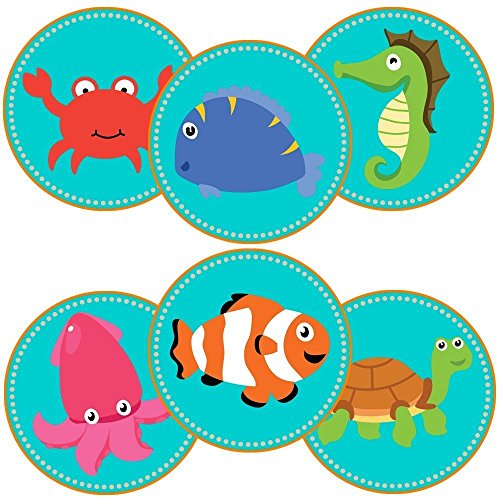 Under the Sea Sticker Labels - Kids Birthday Party Favor Stickers and Envelope Seal - Set of 50 - Thumbnail 2