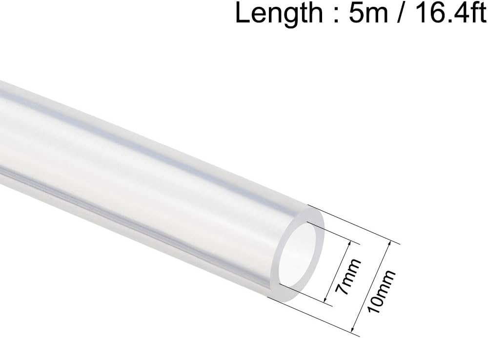 sourcing map Silicone Tubing 7mm ID x 10mm OD 5m Flexible Silicone Rubber Tube Air Hose Water Pipe for Pump Transfer Clear - Image 3