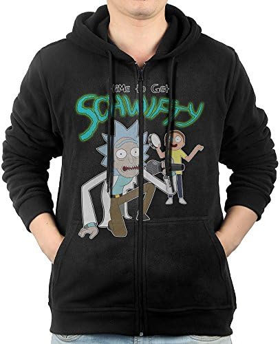 JLJK Men's Rick And Morty Zip-Up Sweatshirt Jackets Black Size XL