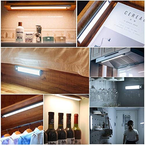 LED Under Cabinet Lighting Daylight White 6500k Hnlife,USB Rechargeable 33-LED Motion Sensor Closet Light Wireless Under Cabinet Light,240mm Bar, 4 Sensor Modes, Portable for Closet, Cabinet, Wardrobe