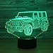 Toy Jeep Night Lights Car Gifts for Kids Birthday 3d Illusion SUV Desk Lamp Optical Desk Table Touch Home Decoration Children Bedroom Decor 7 color Change for Boys Car Lover Fans