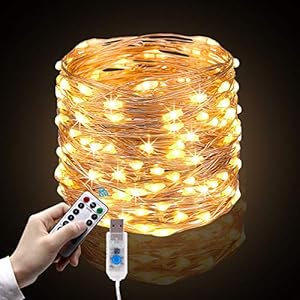 Mgrett Lichtsnoer, 10 m, 100 leds, waterdicht, 8 modi, met afstandsbediening, voor binnen en buiten, geschikt als…