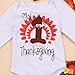 Thanksgiving Outfit Newborn Baby Boy Girl Letter Print Romper Turkey Print Pant Hat Headband 4pcs Clothes Set(0-3 Months, White)