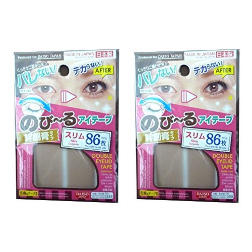 DAISO JAPAN Natural Double Eyelid Nudy Tape Slim | 86 pcs | Bandage type (Set of 2)