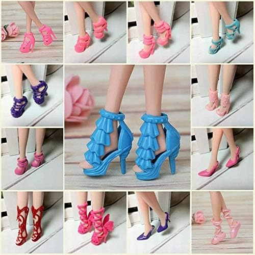 XiaoMall 40 Pairs Different High Heel Shoes Boots Accessories For Barbie Doll