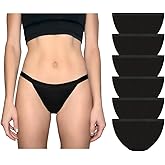 Nabtos Cotton String Bikini Hi Cut Women Underwear Checky Multicolor Black Panties Pack 6