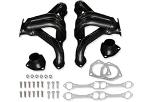 DEMOTOR PERFORMANCE Hugger Exhaust Headers Black For SBC 265 283 305 327 350 383 400 V8 Straight Plug Style