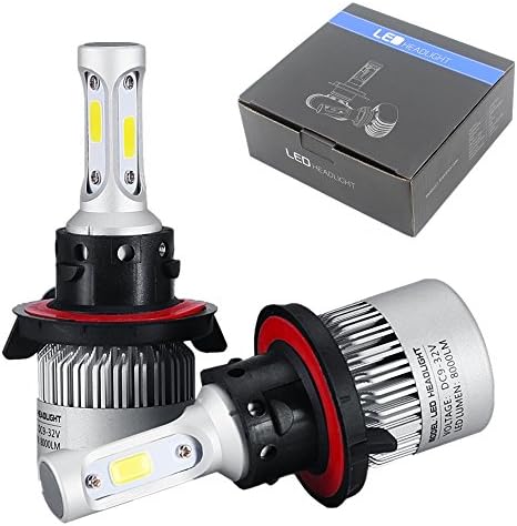 HoldCY H13 9008 Bi Hi-Lo Beam COB LED Headlight Conversion Kits 72W 8000LM 6500K For All In One Car LED Headlights Bulb Automobile Head Lamp Fog Light Source Auto Parts (1Pair) (1 Year Warranty) (H13)