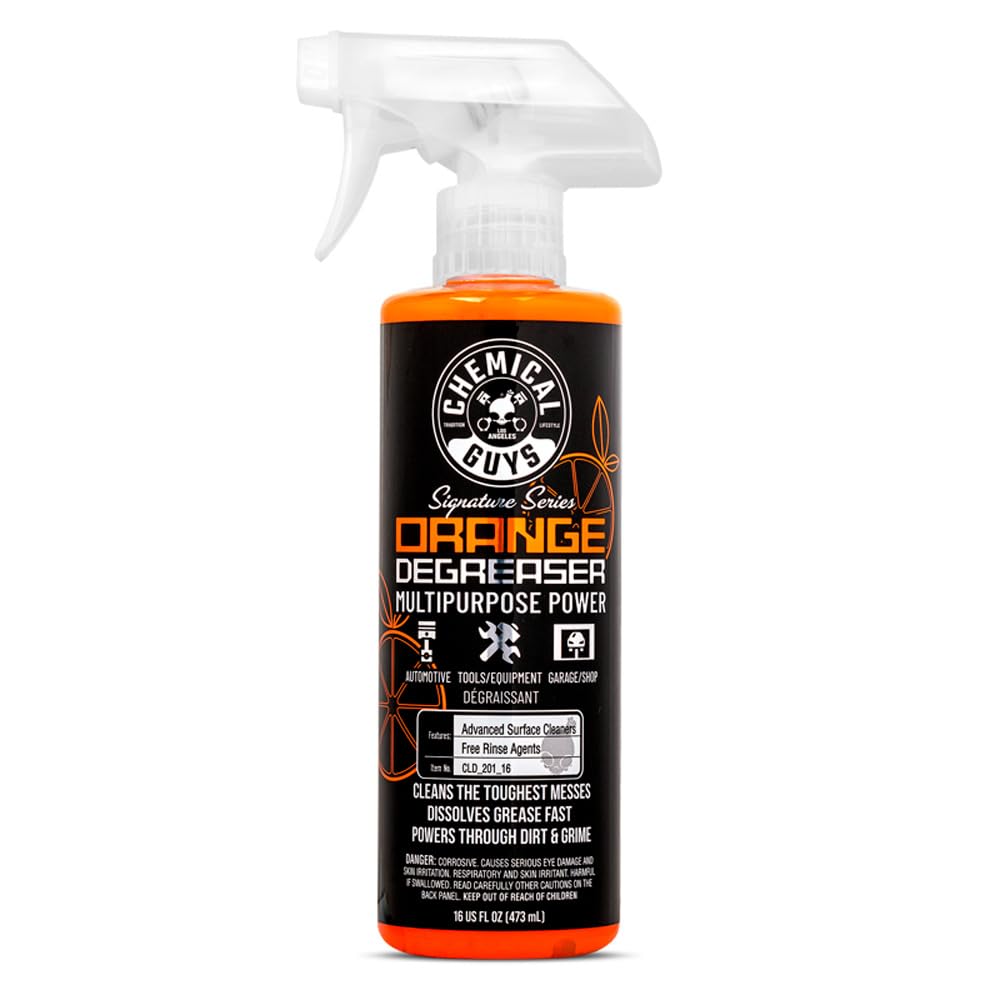Photo 1 of Chemical Guys Signature Series Orange Degreaser, Heavy-duty All-purpose Cleaner For Engines, Tires, Undercarriages & More, Professional Strength Formula, Breaks Down Grease, Oil & Grime - 16 fl oz