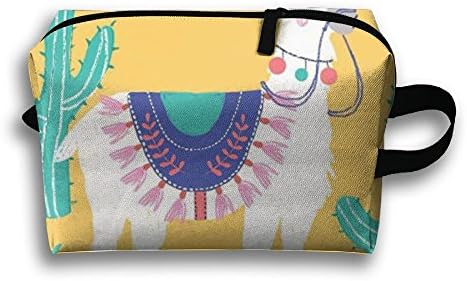 Llama Alpaca Makeup Bag Travel Cosmetic Pouch Bag Durable Handle Tote Shopping Bag