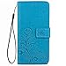 Galaxy J3 2018,J3 Achieve,J3V J3 V 3rd Gen,J3 Star,Amp Prime 3 Case,[Flower Embossed] Leather Wallet Flip Protective Case Cover with Card Holder and Stand for Samsung Galaxy J3 2018 J337 (Blue)