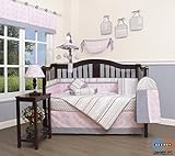 Boutique Baby Pink Grey Bohemia Geometry 13 Piece Nursery CRIB BEDDING SET