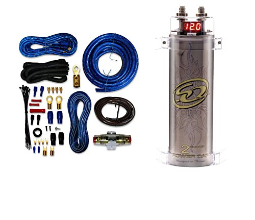 Soundquest SQCAP2M 2 Farad Power Capacitor with Digital Display With 4 Gauge AMP Kit