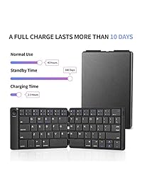 Teclado Bluetooth plegable de Samsers   Teclado inalámbrico portátil con soporte, soporte recargable de tamaño completo Teclado plegable ultra delgado Compatible IOS Android Windows Smartphone Tableta y computadora portátil Negro
