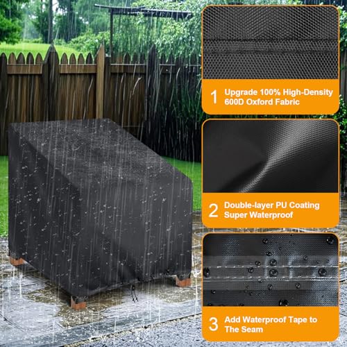 Kipiea 600D Patio Chair Covers Waterproof Winter 2 Pack - Heavy Duty Lawn Outdoor Furniture Chair Covers with Anti UV and No Tears, No Fading (35"W x 35"D x 31"H）
