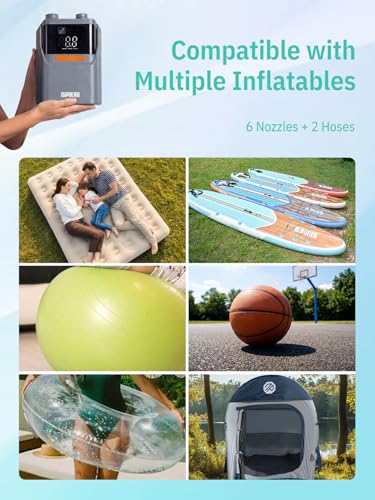 Niphean Electric Inflator with Built-in Battery, 50 PSI Electric Inflator for Tires, Sup and Mattresses, Portable Electric Air Pump with Auto Shut-off for Inflatables and Deflation