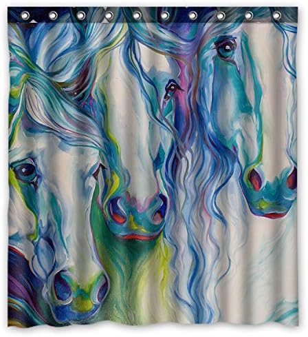 KXMDXA Abstract Watercolor Horse Art Waterproof Polyester Bath Shower Curtain Size 66x72 inch