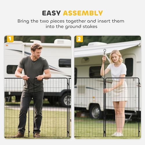 PawHut 16 Panels Dog Playpen, 27" W x 47" H Portable Heavy Duty Pet Fence with Door & Strap for Indoor Outdoor Backyard Garden, Foldable Puppy Pet Pen for Large Dogs