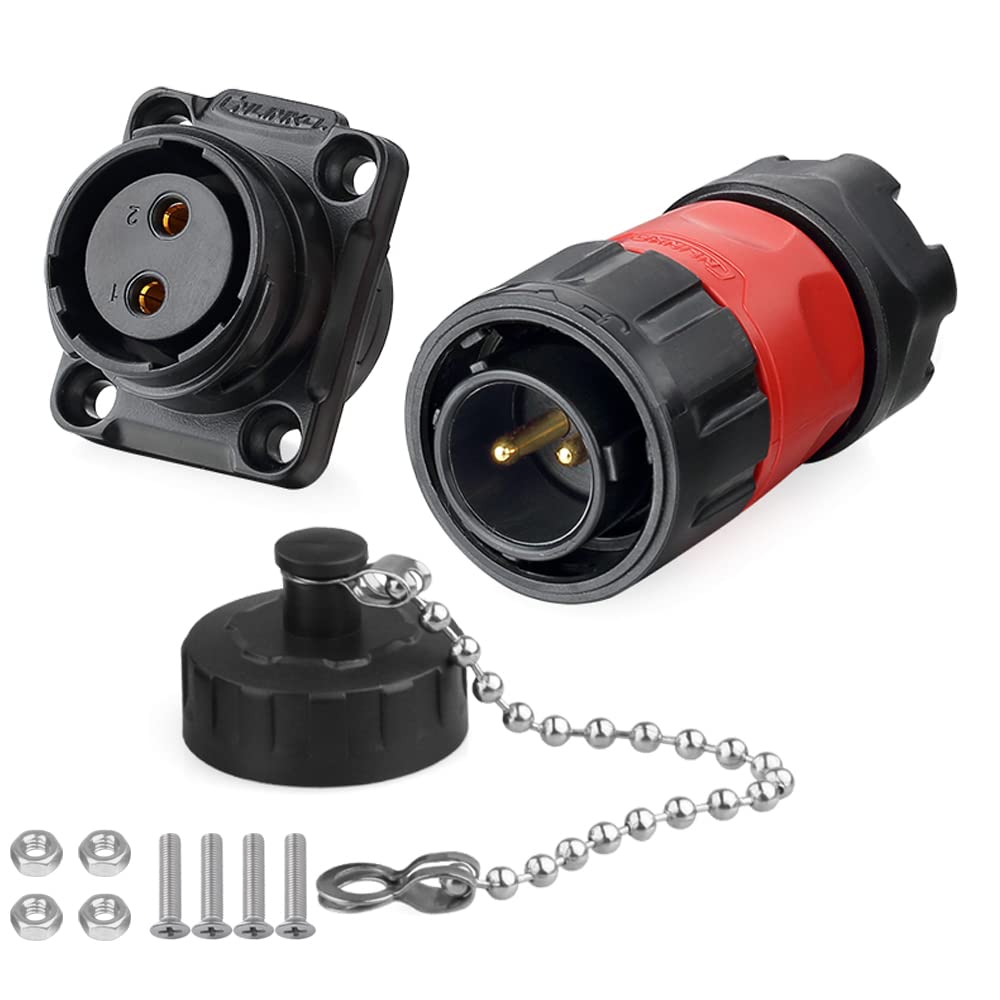 CNLINKO YM-20 Industrial Waterproof Connector IP68 Circular Aviation Connector PBT Plastic Shell M20 2-12 Pin Flange Socket (2 Pin)