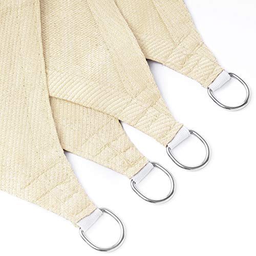 WOLTU Sonnensegel Wasserdicht 2x4m Quadratisch 95% UV Schutz Segeltuch 180 g/m² Polyester Sonnenschutz Schattenspender für Balkon Terrasse Garten, mit Befestigungsseilen,Creme – Bild 6