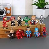 12PCS Avengers Hero Series-Cake Ingredients and Cupcake Top, Children Shower Birthday Party Supplies. Mini action figures, organizers games toy party collection