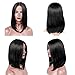 WIGNEE Lace Front Virgin Human Hair Bob Wig Middle Part Silky Straight Glueless Brazilian Human Hair Natural Black Wig (12 Inch)