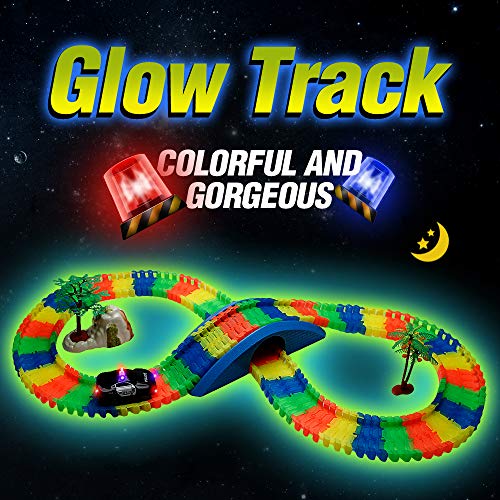 Aole Race Tracks for Boys, Glow Up Race Car Track Toddler Racetrack