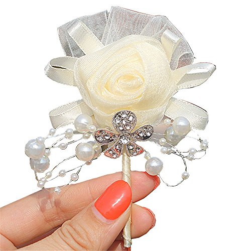 S_SSOY Boutonniere Bridegroom Groom Men's Boutonniere Groomsmen Boutineer Pin Corsage Flower for Wedding Homecoming Prom Suit Decor 1 Pcs
