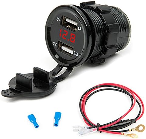 BREADEEP Dual USB Car Charger with Switch, Waterproof DC 12V Power Outlet 4.2A (2.1A & 2.1A) Quick Charger Socket for Car Boat Marine RV ATV Mobile…