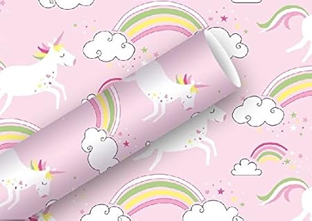 BRAUN COMPANY Geschenkpapier 2m x 70cm Unicorn, rosa