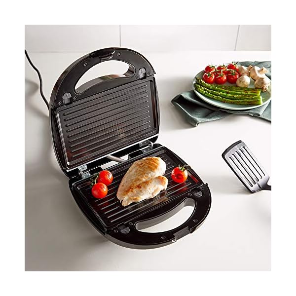 VonShef-3-in-1-Sandwich-Toaster-Waffle-Maker-Grill-Dual-Plate-Press-for-Toasties-Paninis-Snacks-Easy-to-Use-Clean-Non-Stick-Interchangeable-Plates-Compact-Portable-Size--Black-700W VonShef Waffle Maker 3 in 1 – Sandwich Toaster, Panini Press, Waffle Iron with Non-Stick Easy Clean Removable Plates…