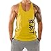 InleaderAesthetic Men's Gym Cotton Beast Muscle Stringer Vest-Yellow-L