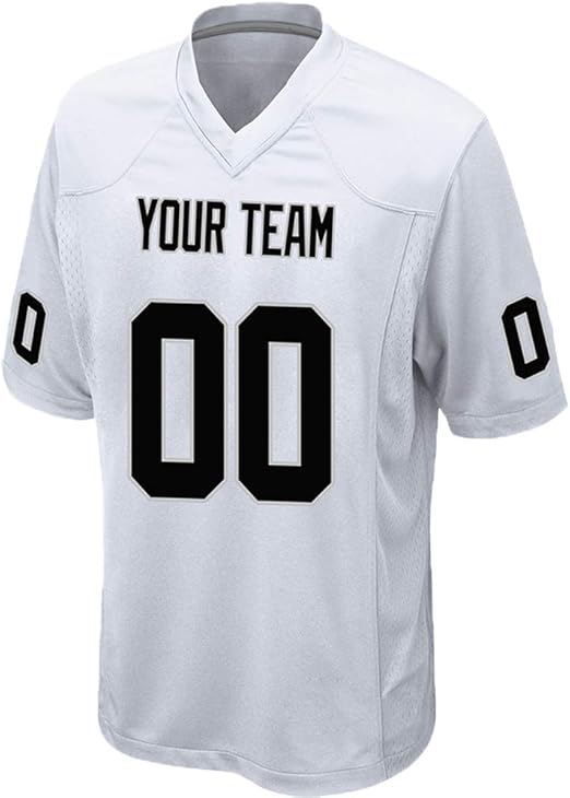 Custom White Youth Mesh Replica Football Game Jersey Embroidered Team Name and Your