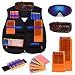 Kids Tactical Vest Kit for Nerf N-strike Elite Series with 50 Bullets Refill Darts + 2 Reload Clips + Face Tube Mask + Protective Glasses + hand wrist band