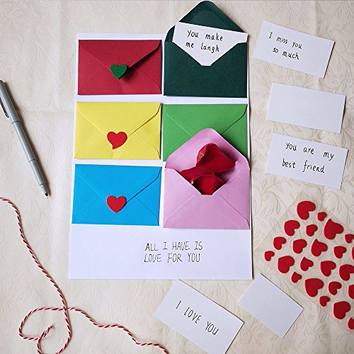 Supla 140 Pcs Mini Envelopes 14 Colors Gift Card Envelopes 4" x 2.7" Pocket Envelope Business Card Envelopes Valentine's Day Assortment Little Envelopes Love Notes
