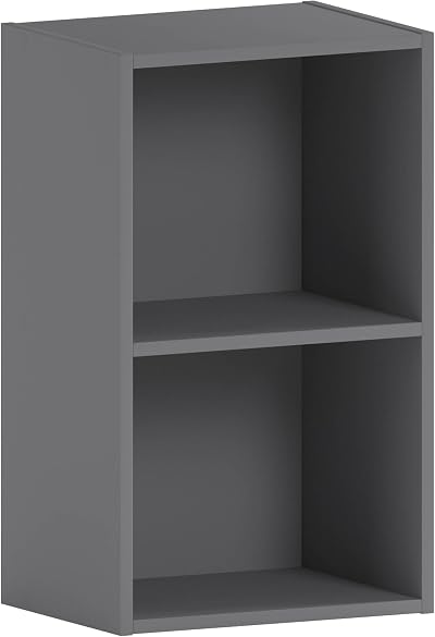 Vida Designs Oxford 2 Tier Cube Bookcase Grey Wood Storage Shelf